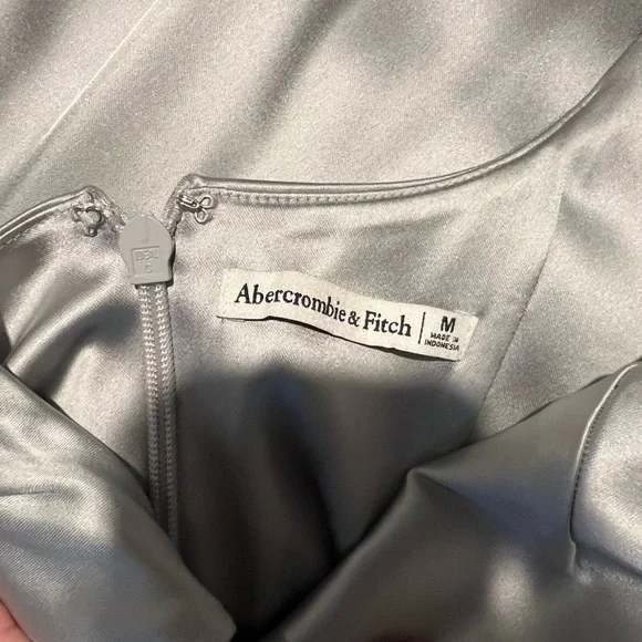 Abercrombie & Fitch Satin Stretch Column Midi Slip Dress Grey M - Picture 7 of 11